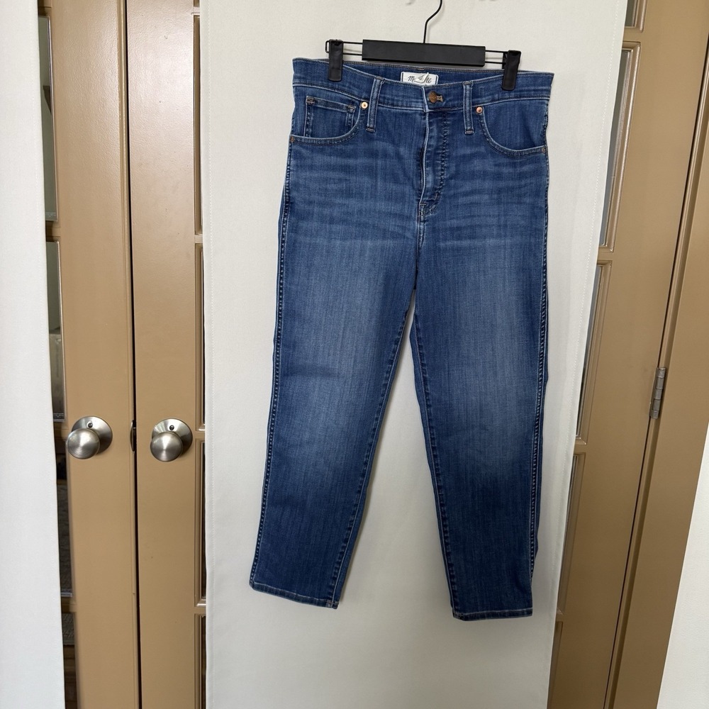 Madewell Womens 30 Blue Medium Wash High Rise Stovepipe Straight Leg Denim Jeans